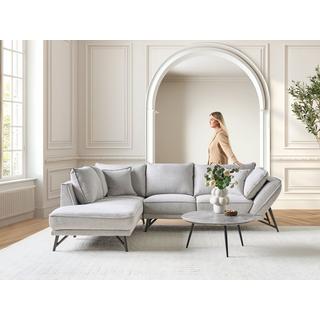 Beliani Ecksofa aus Leinen Modern ELGA  