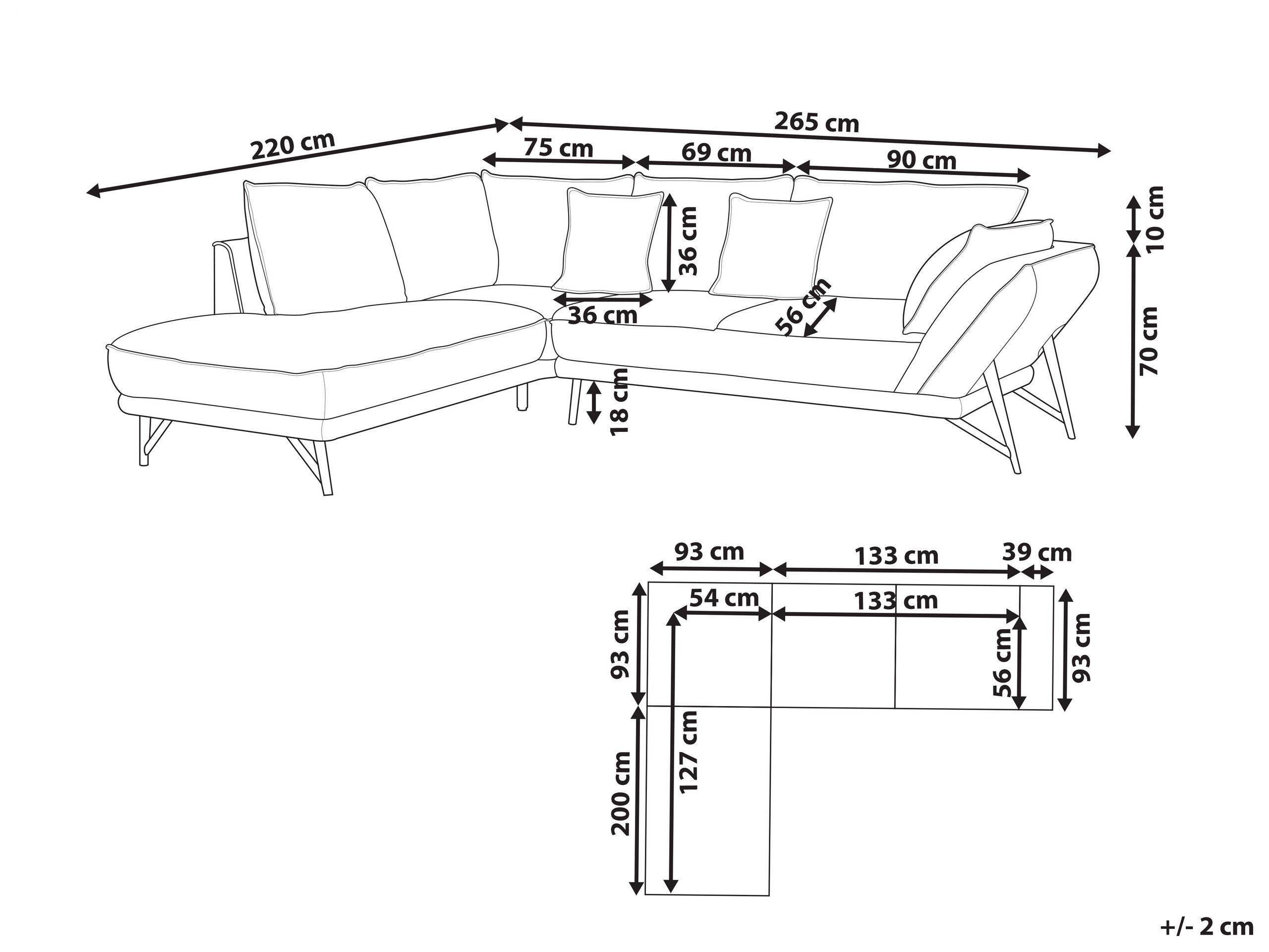 Beliani Ecksofa aus Leinen Modern ELGA  