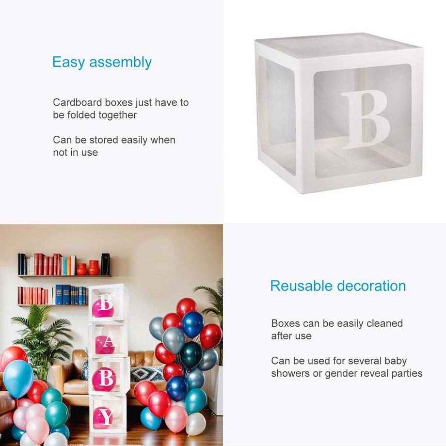 Intirilife  Ensemble De 4 Boîtes À Ballons Pour Baby Shower 