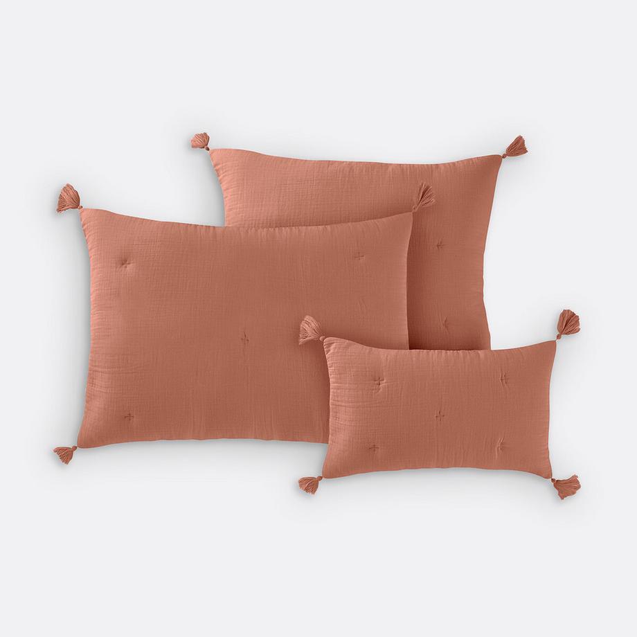 Housse de coussin matelassée gaze de coton