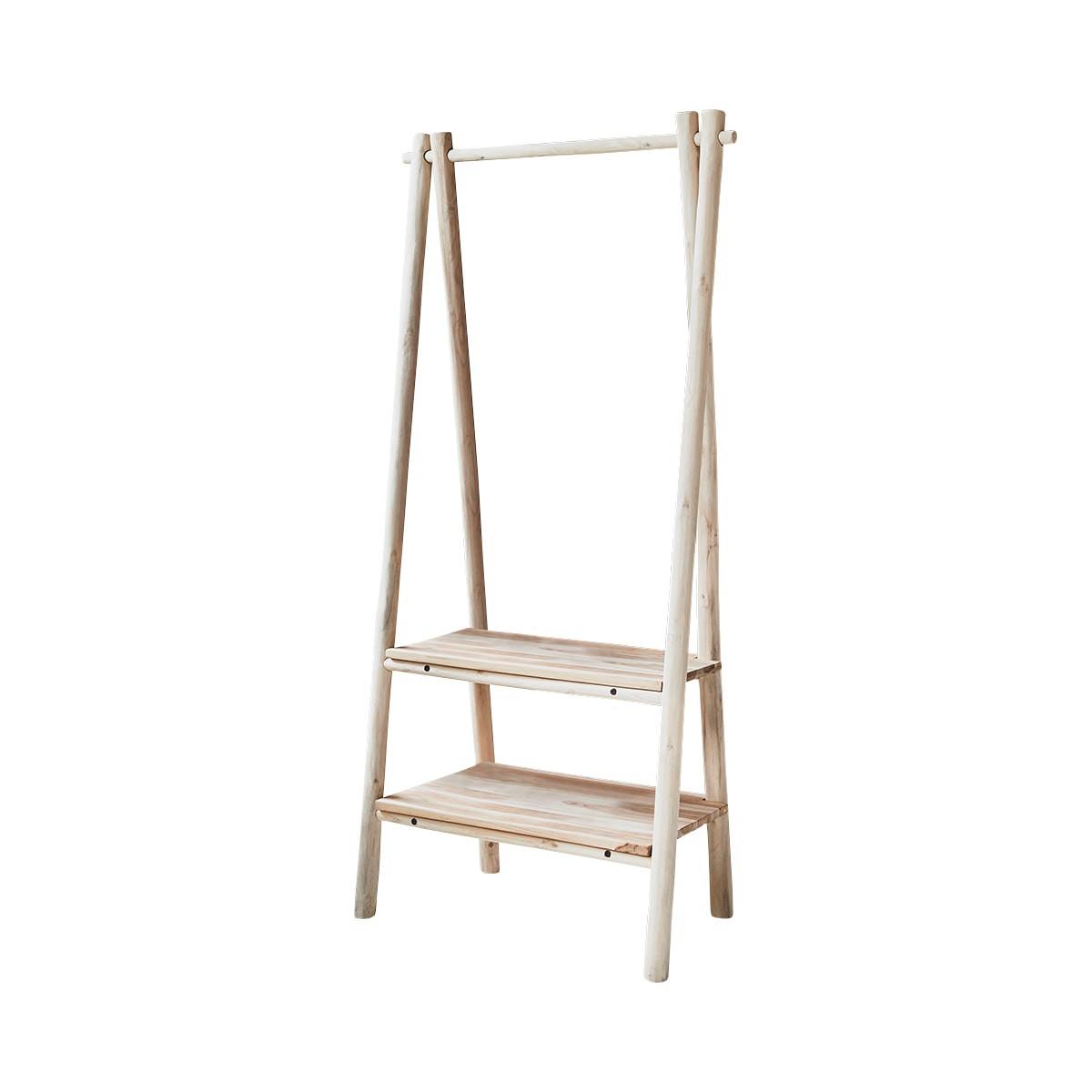 Image of Kleiderablage aus massivem Teakholz Kilim Kleiderablage aus massivem Teakholz Kilim