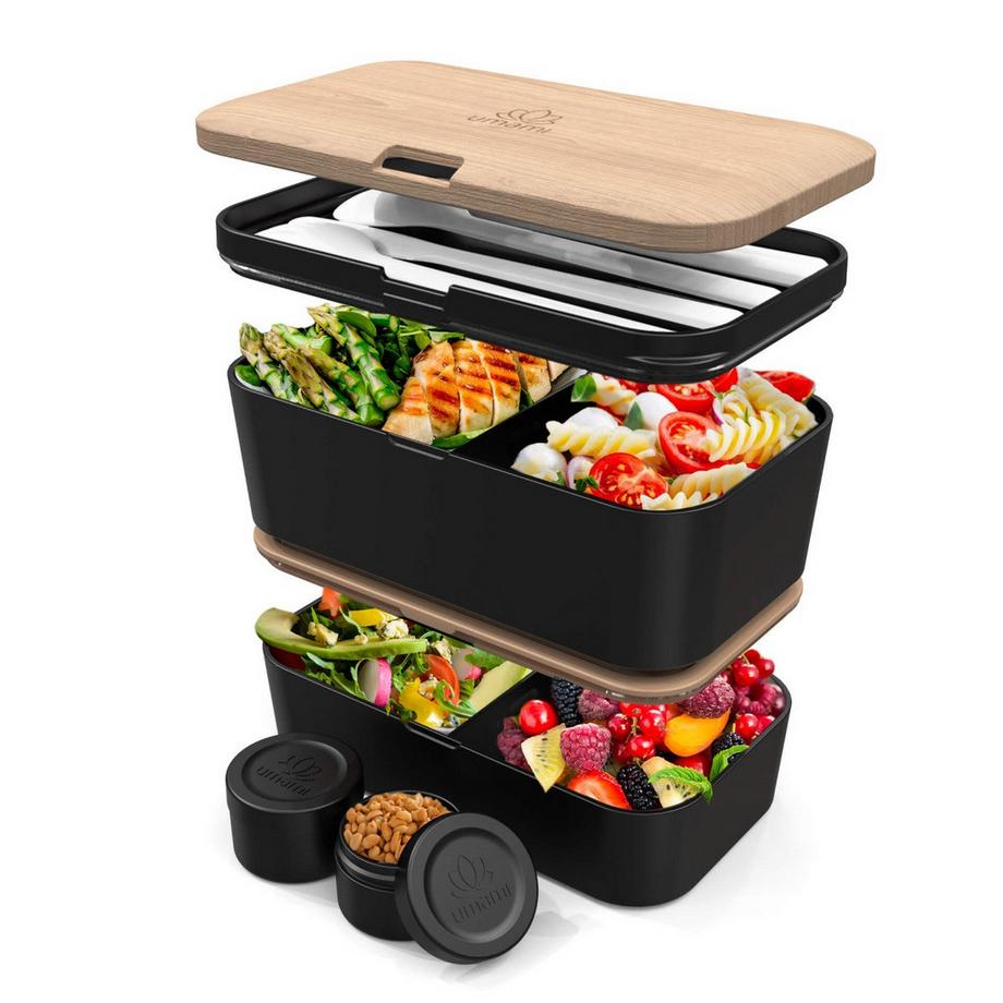 Bento Box Nestable L Walnut Black