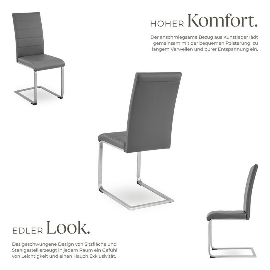 Tectake Ensemble de chaises de salle à manger BETTINA rembourré avec revêtement aspect cuir  