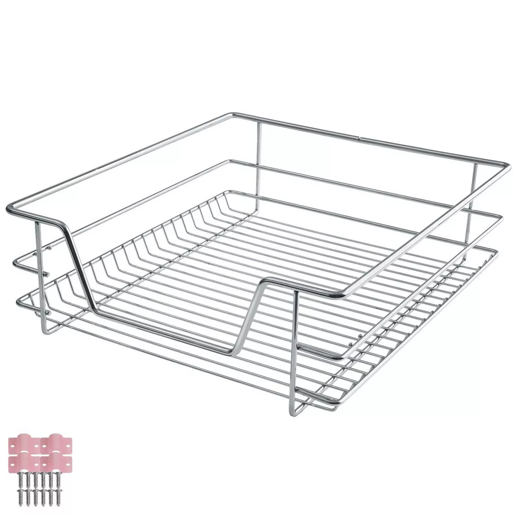 tectake Drawer With Telescopic Runners 50 Cm in Silver