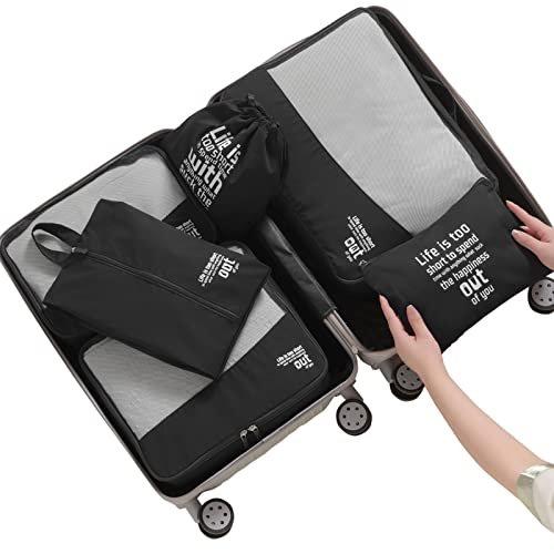 Only-bags.store  Packing Cubes 6er Set, Kleidersäcke, Kofferorganizer für Urlaub und Reise, Packwürfel, Würfel, Organisationssystem (anthrazit) 