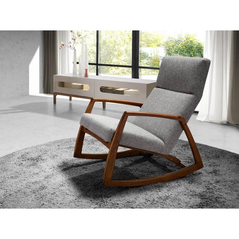 ANGEL CERDA Fauteuil à bascule en tissu gris  