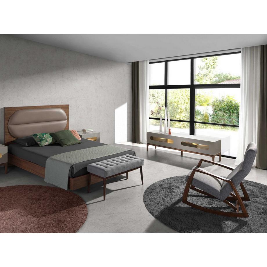 ANGEL CERDA Fauteuil à bascule en tissu gris  