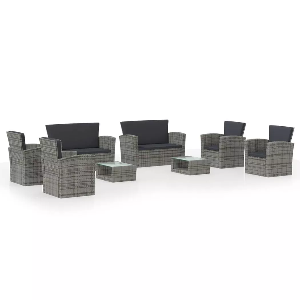 Vidaxl - Salon de jardin 8 pcs avec coussins résine tressée gris