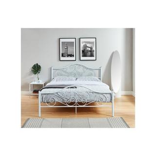 Vente-unique Lit 160 x 200 cm - Métal - Blanc + Matelas - LEYNA  