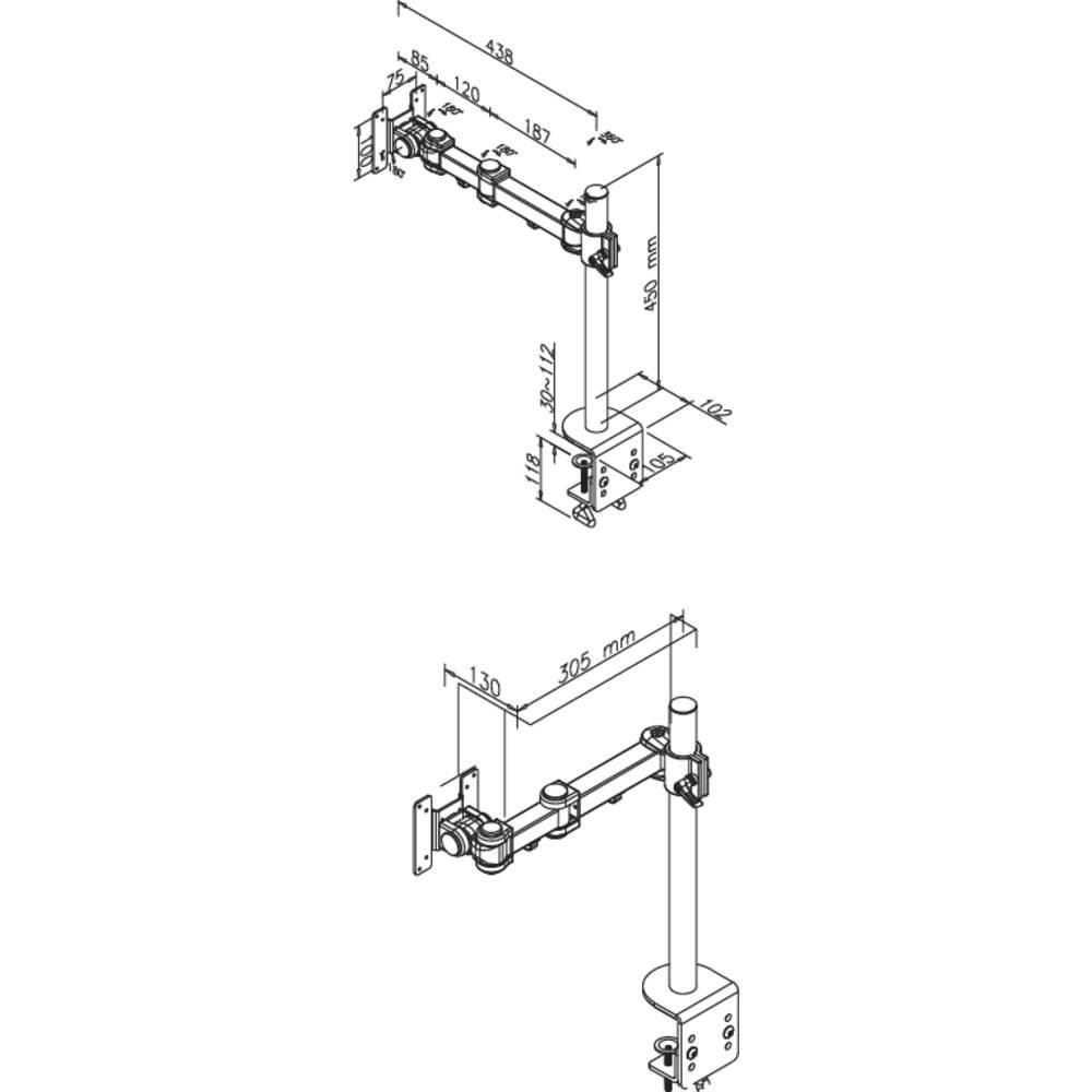 NewStar  1 parte Supporto da tavolo per monitor 25,4 cm (10) - 76,2 cm (30) Inclinabile 