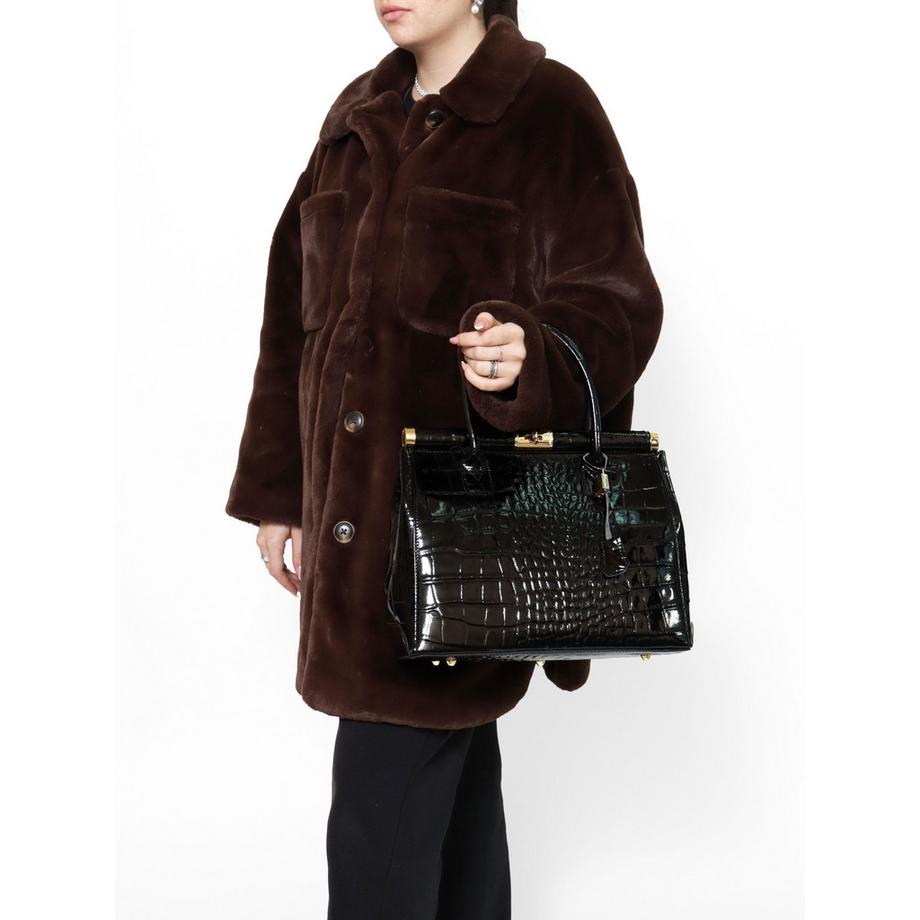 Gave Lux Borsa a mano rigida con stampa coccodrillo  