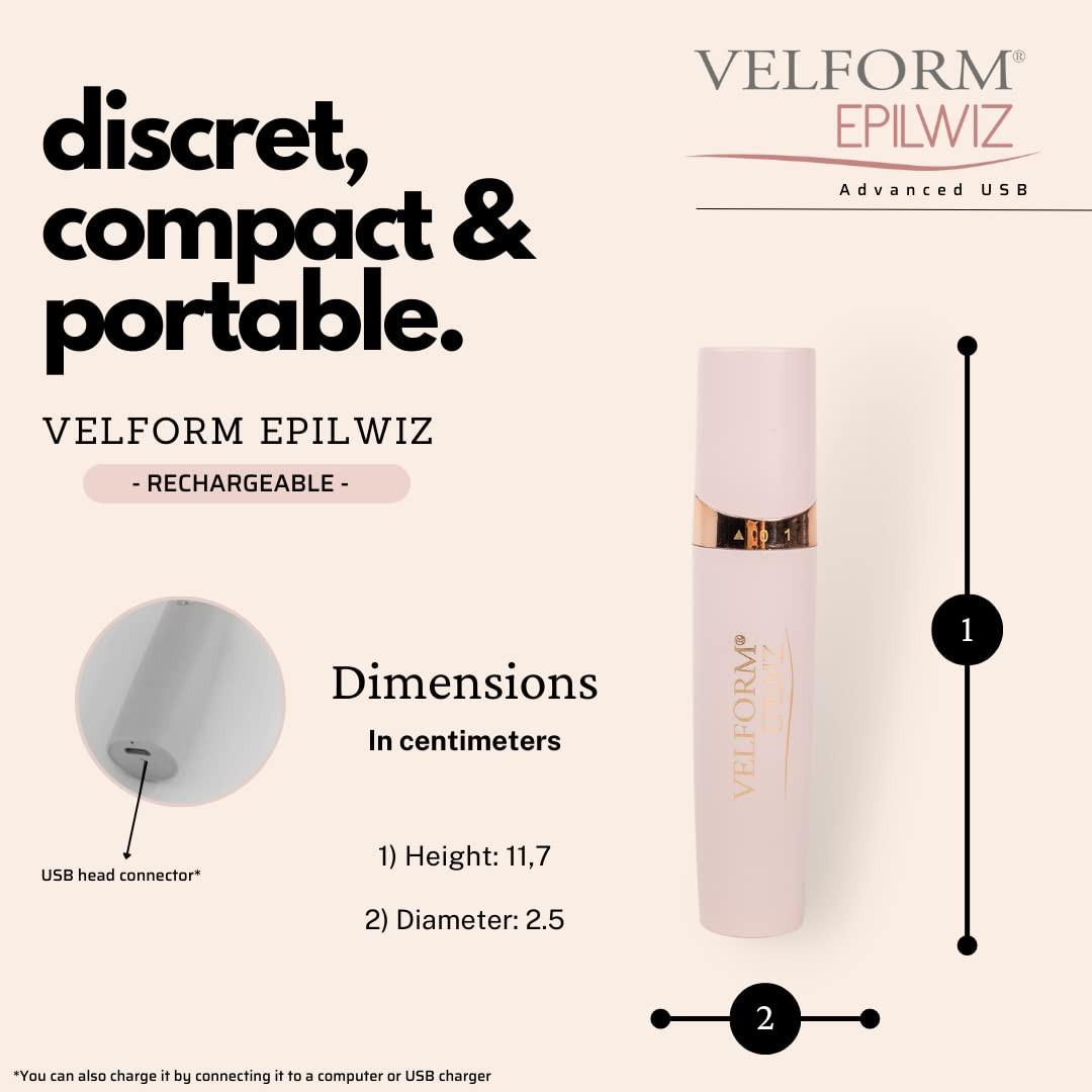 VELFORM Epilwiz Rechargeable - Wiederaufladbarer Epilierer für Gesicht & Körper  