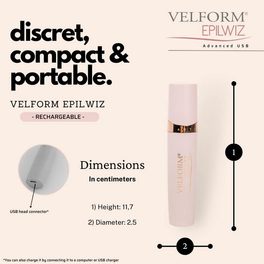 VELFORM Epilwiz Rechargeable - Épilateur rechargeable pour le visage et le corps  