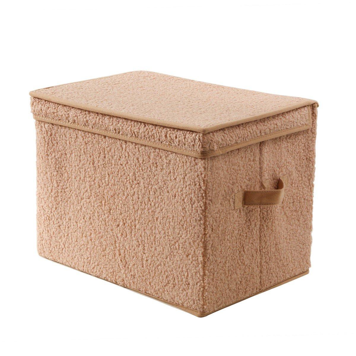 Calicosy Scatola portaoggetti alta con coperchio in tessuto bouclé beige - H30 cm  