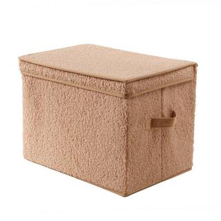Calicosy Scatola portaoggetti alta con coperchio in tessuto bouclé beige - H30 cm  