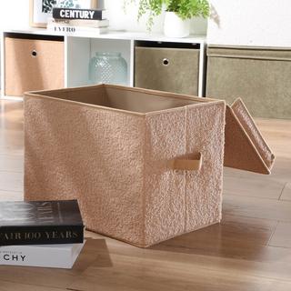 Calicosy Scatola portaoggetti alta con coperchio in tessuto bouclé beige - H30 cm  
