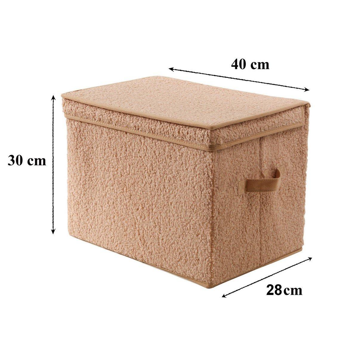 Calicosy Scatola portaoggetti alta con coperchio in tessuto bouclé beige - H30 cm  