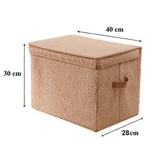 Calicosy Scatola portaoggetti alta con coperchio in tessuto bouclé beige - H30 cm  