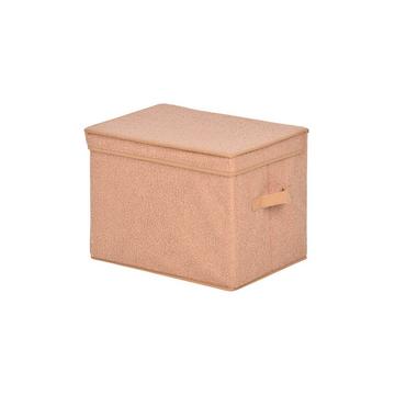 Scatola portaoggetti alta con coperchio in tessuto bouclé beige - H30 cm