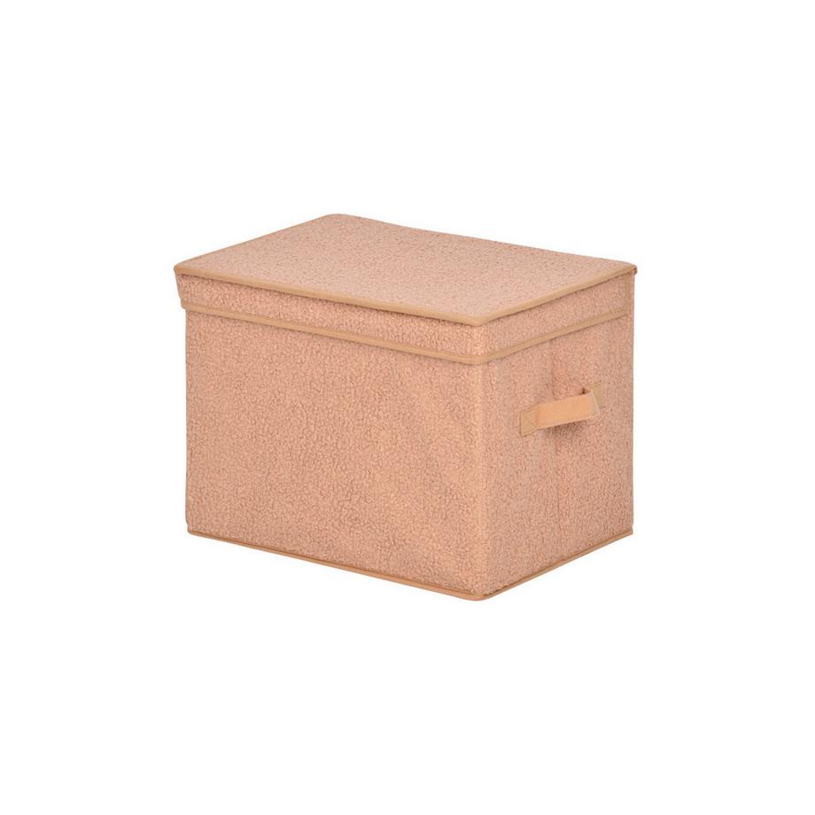Calicosy Hohe Aufbewahrungsbox mit Deckel aus Bouclé-Stoff in Beige - H30 cm  
