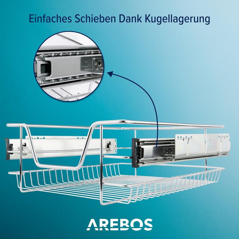 Arebos  Teleskop Schublade Küchenschublade Korbauszug Schrankauszug Küchenschrank 