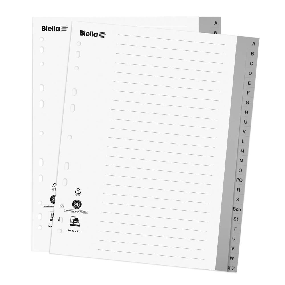 Biella  Répertoire PP extra-large pour poches transparentes, A-Z 24 compartiments - Gris 