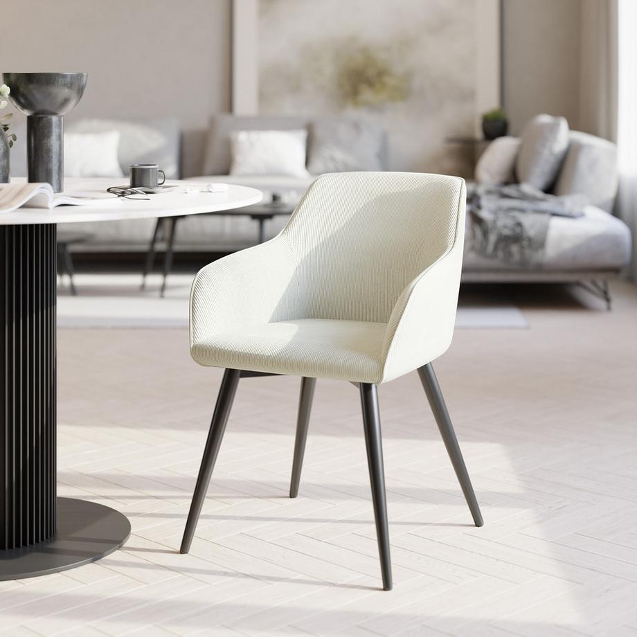 Tectake Chaise de salle à manger MARILYN rembourrée en velours côtelé  