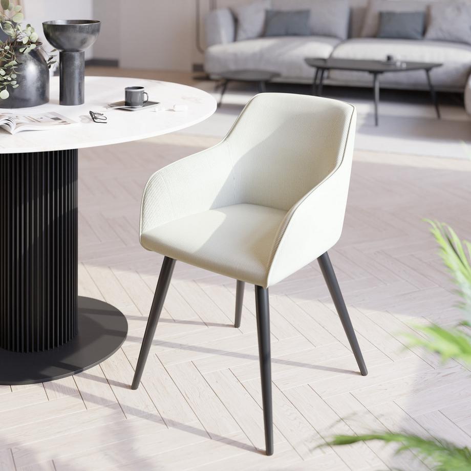 Tectake Chaise de salle à manger MARILYN rembourrée en velours côtelé  