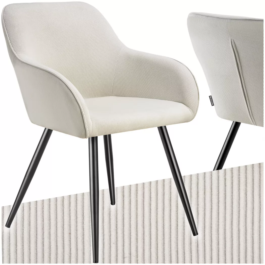Tectake - Chaise élégante aspect corde avec forme ergonomique crème/noir