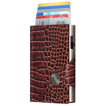 Wallet CLICK & slide Croco braun, silber