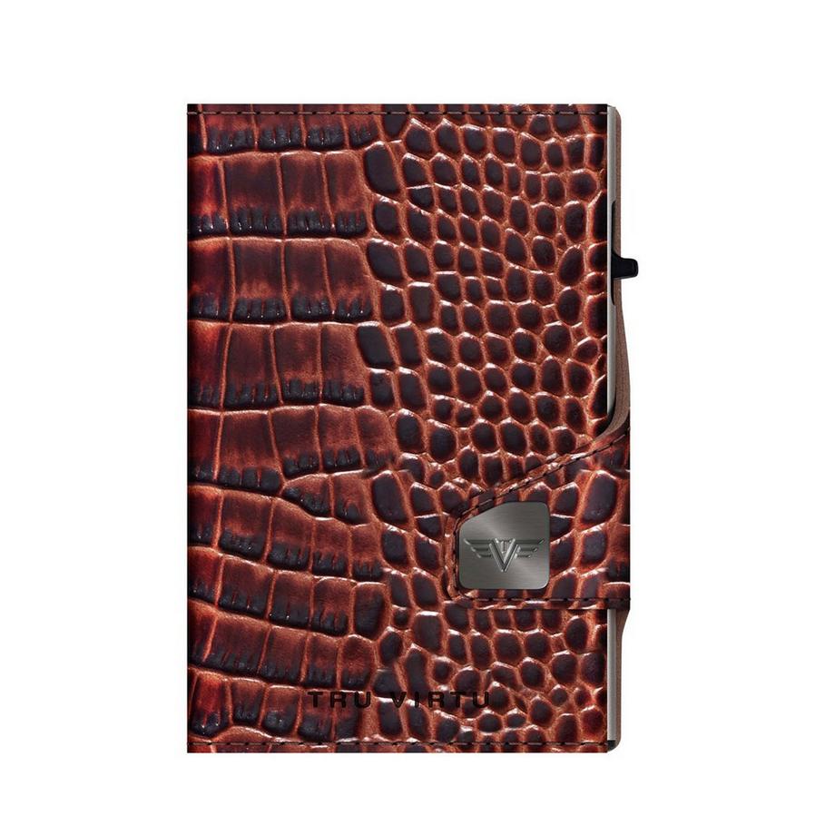 Tru Virtu Click & Slide Classic Croco Wallet Braun Silber  