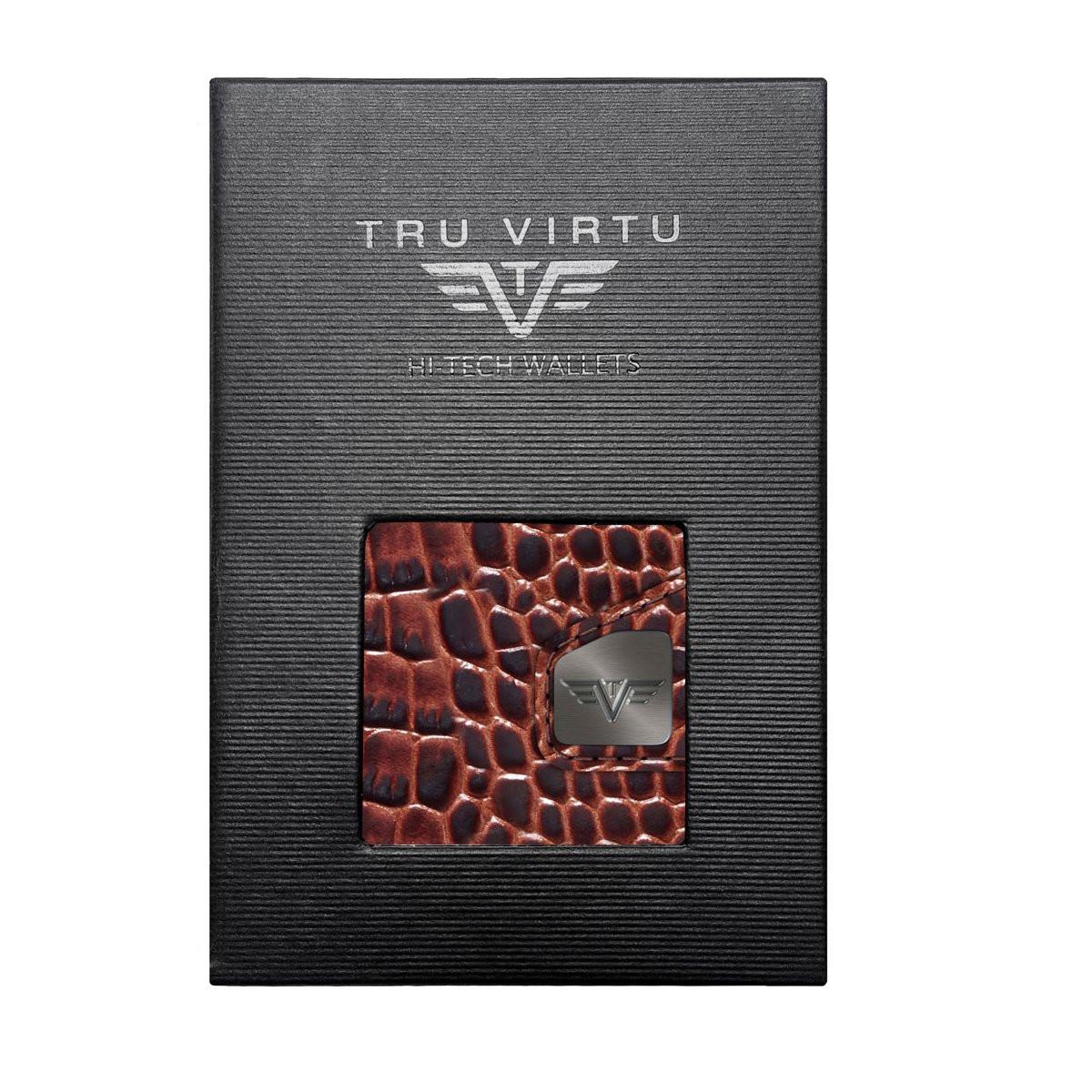 Tru Virtu  Wallet CLICK & slide Croco marrone, argento 