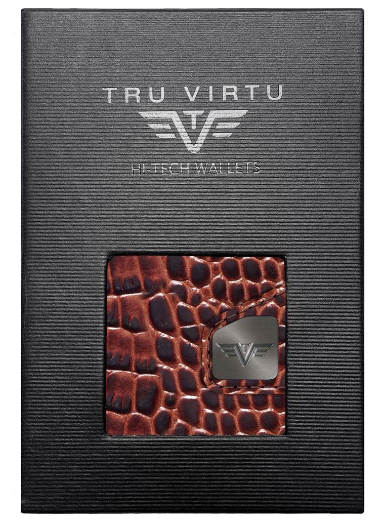 Tru Virtu  Wallet CLICK & slide Croco marrone, argento 
