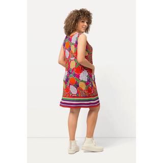 Ulla Popken  Robe en jersey sans manches à motif fruits, col rond et poches 