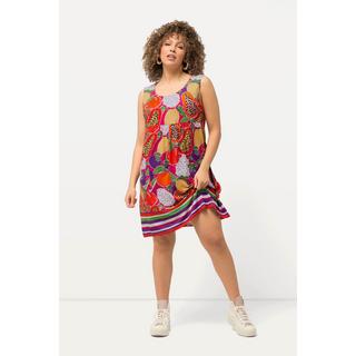 Ulla Popken  Robe en jersey sans manches à motif fruits, col rond et poches 