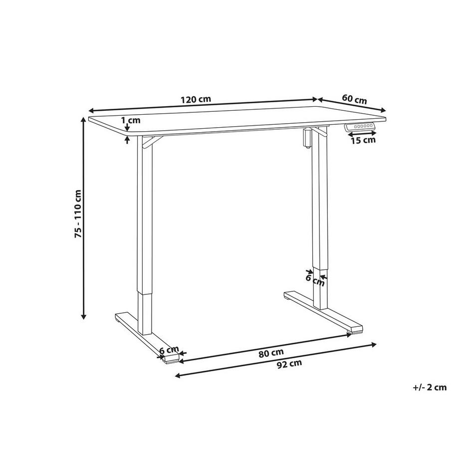 Beliani Bureau réglable en hauteur électriquement en Panneau de particules de bois  TAVARES  