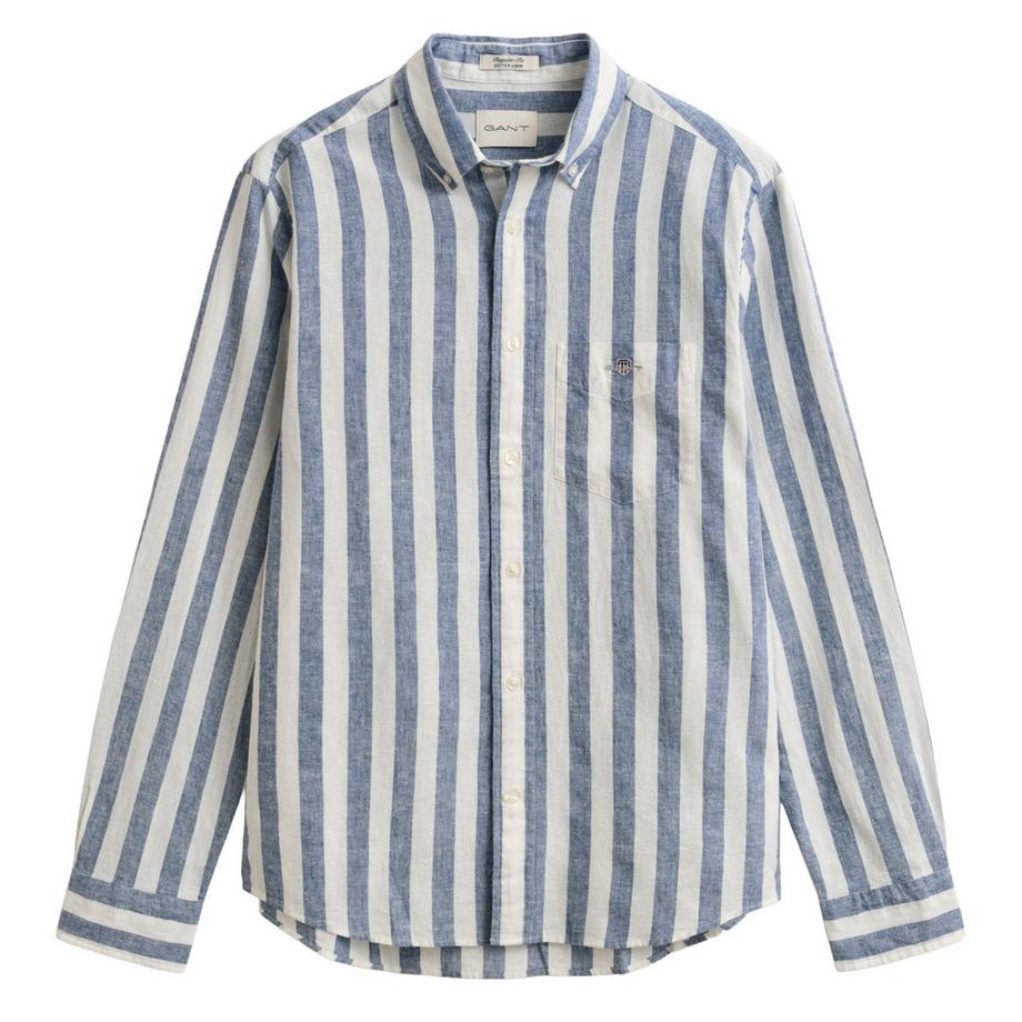 GANT Chemisette  Pack de 1 Confortable à porter-REGULAR COTTON LINEN STRIPE SHIRT  