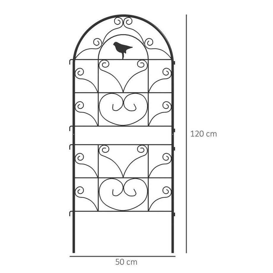 Northio Traliccio in metallo, set da 2, per collegare, traliccio antiruggine con design a forma di uccello, per piante rampicanti, 50 x 120 cm, traliccio per piante da appartamento, traliccio per pomodori, fiori, piante rampicanti, nero Aosom  