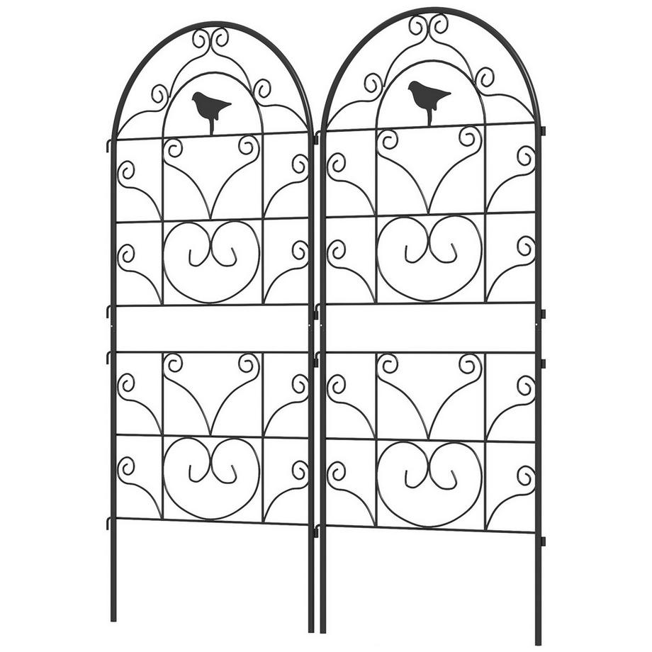 Traliccio in metallo, set da 2, per collegare, traliccio antiruggine con design a forma di uccello, per piante rampicanti, 50 x 120 cm, traliccio per piante da appartamento, traliccio per pomodori, fiori, piante rampicanti, nero Aosom