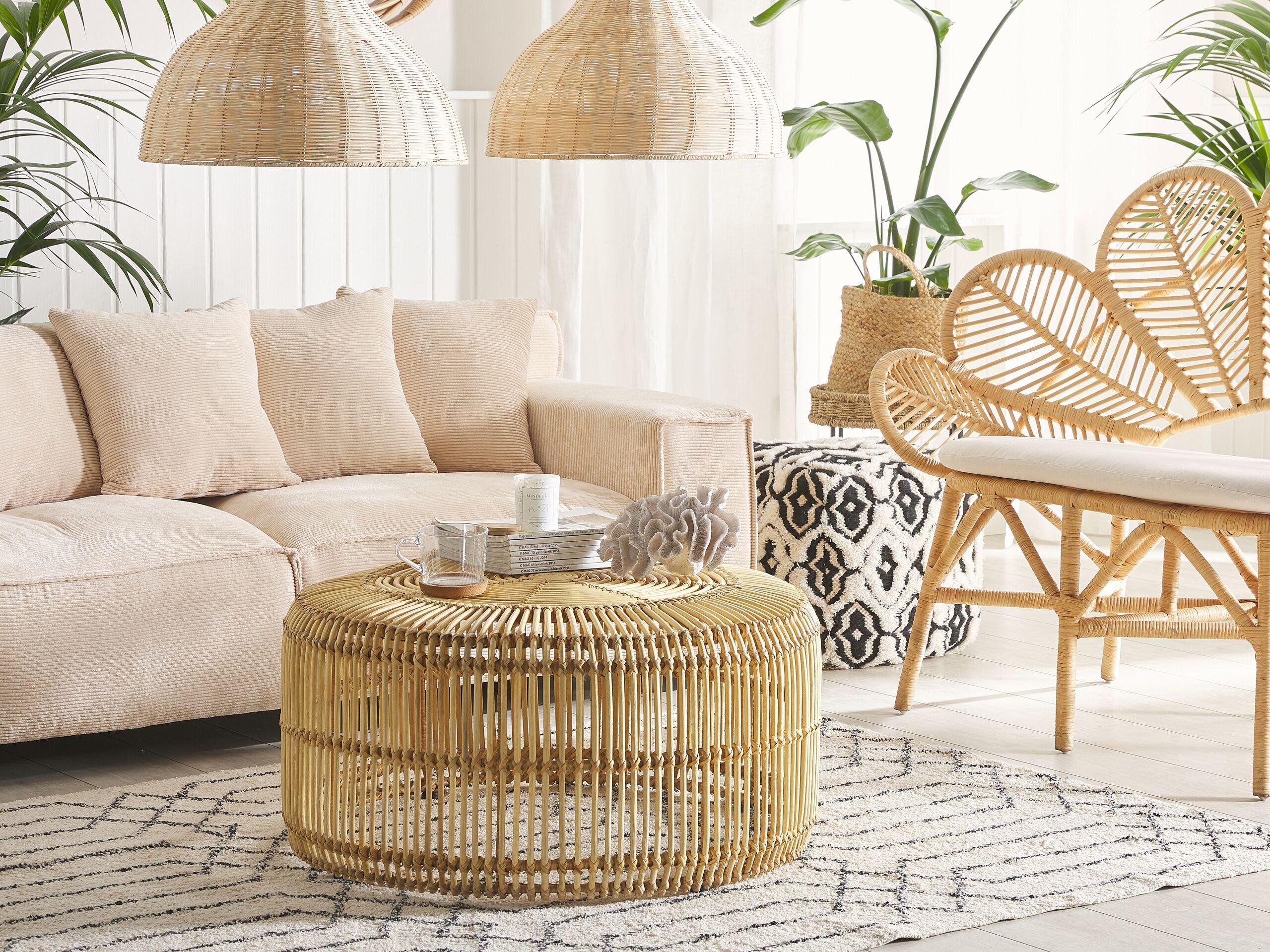 Beliani Couchtisch aus Rattan Boho LIMNI  