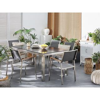 Beliani Table de salle à manger de jardin en Granit Industriel GROSSETO  