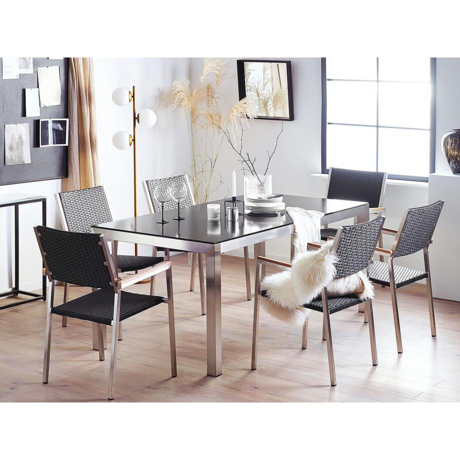 Beliani Gartentisch aus Granit Industriell GROSSETO  