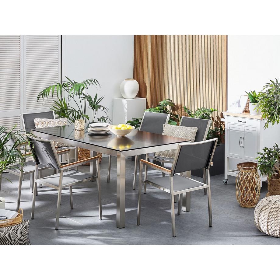 Beliani Gartentisch aus Granit Industriell GROSSETO  