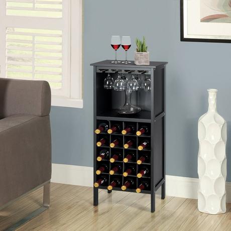 Northio Portabottiglie in legno, portabottiglie, portabottiglie, mensola in legno, cantinetta per vini, stile coloniale, nero  