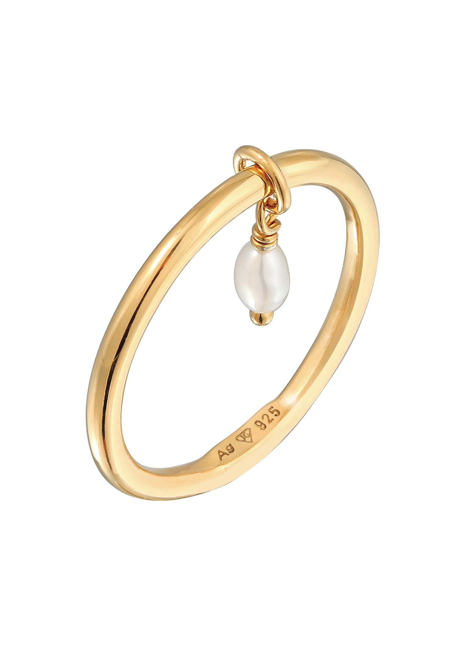 Image of Ring Bandring Stapelring Perle Basic Damen Gold 52mm