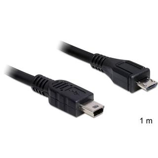 DeLock  1m USB2.0 microB/miniB câble USB Micro-USB B Mini-USB B Noir 