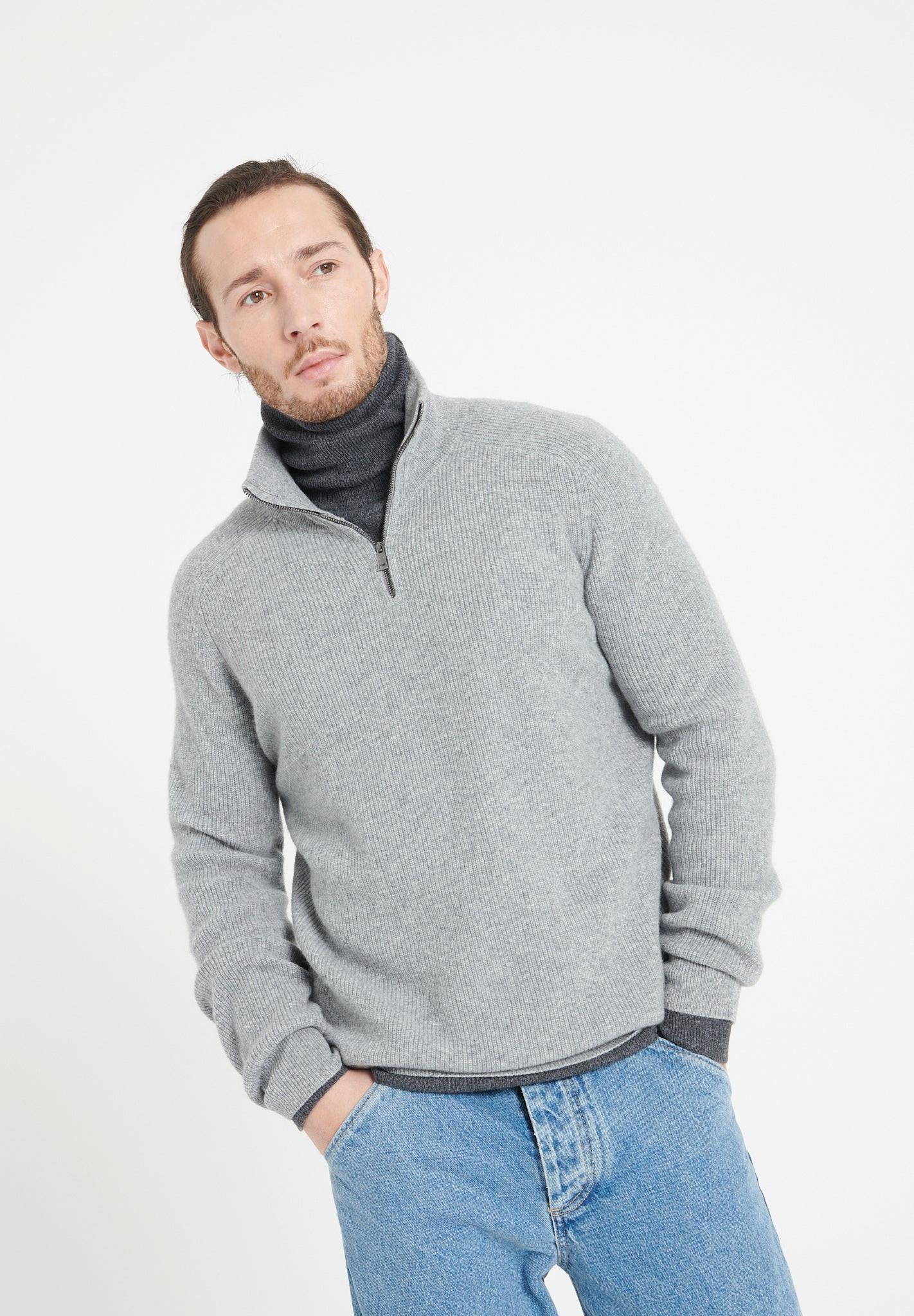 Studio Cashmere8  ZACH 2 Zip Funnel Neck Sweat Top - 100% Cashmere 