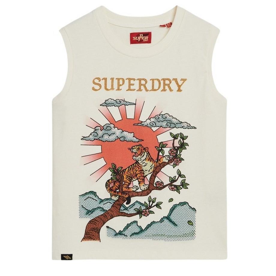 Superdry Tanktop mit Strasssteinen Tattoo Effekt  