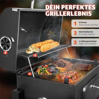 Tectake Barbecue charbon avec grille à hauteur réglable  