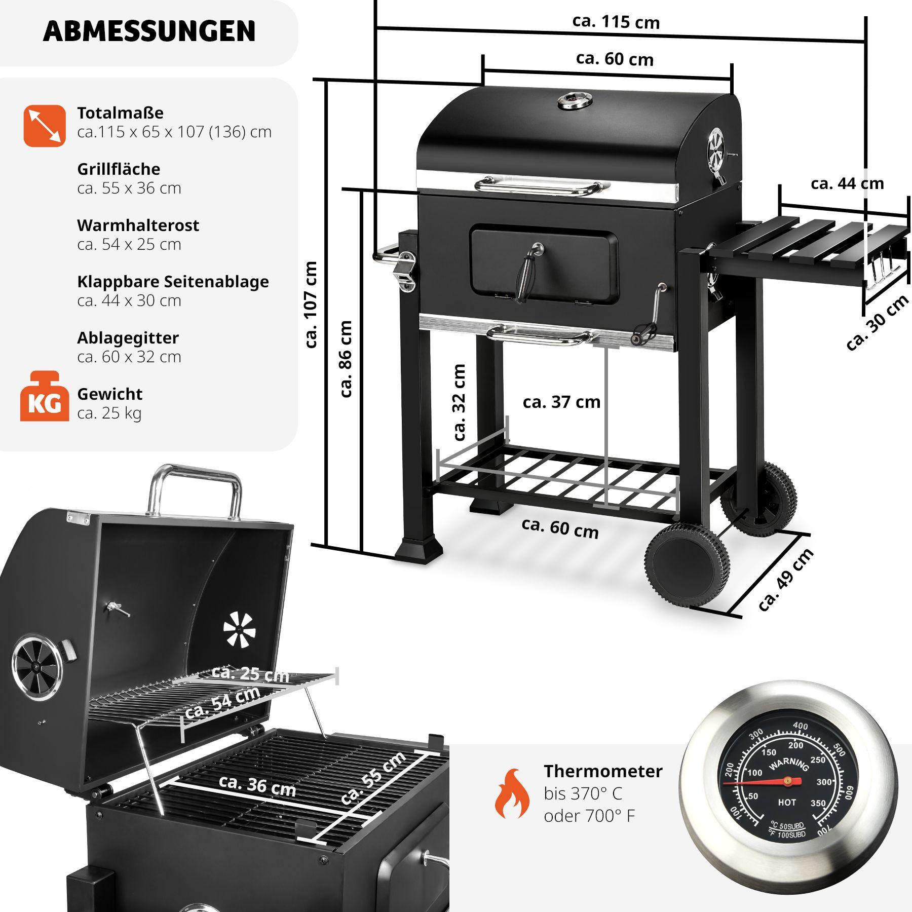 Tectake Holzkohlegrill höhenverstellbar  